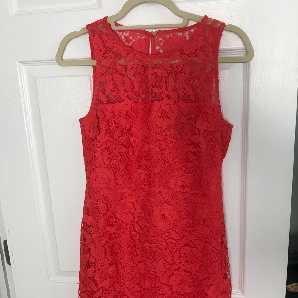 J. Crew Lace Sheath Dress (Coral)